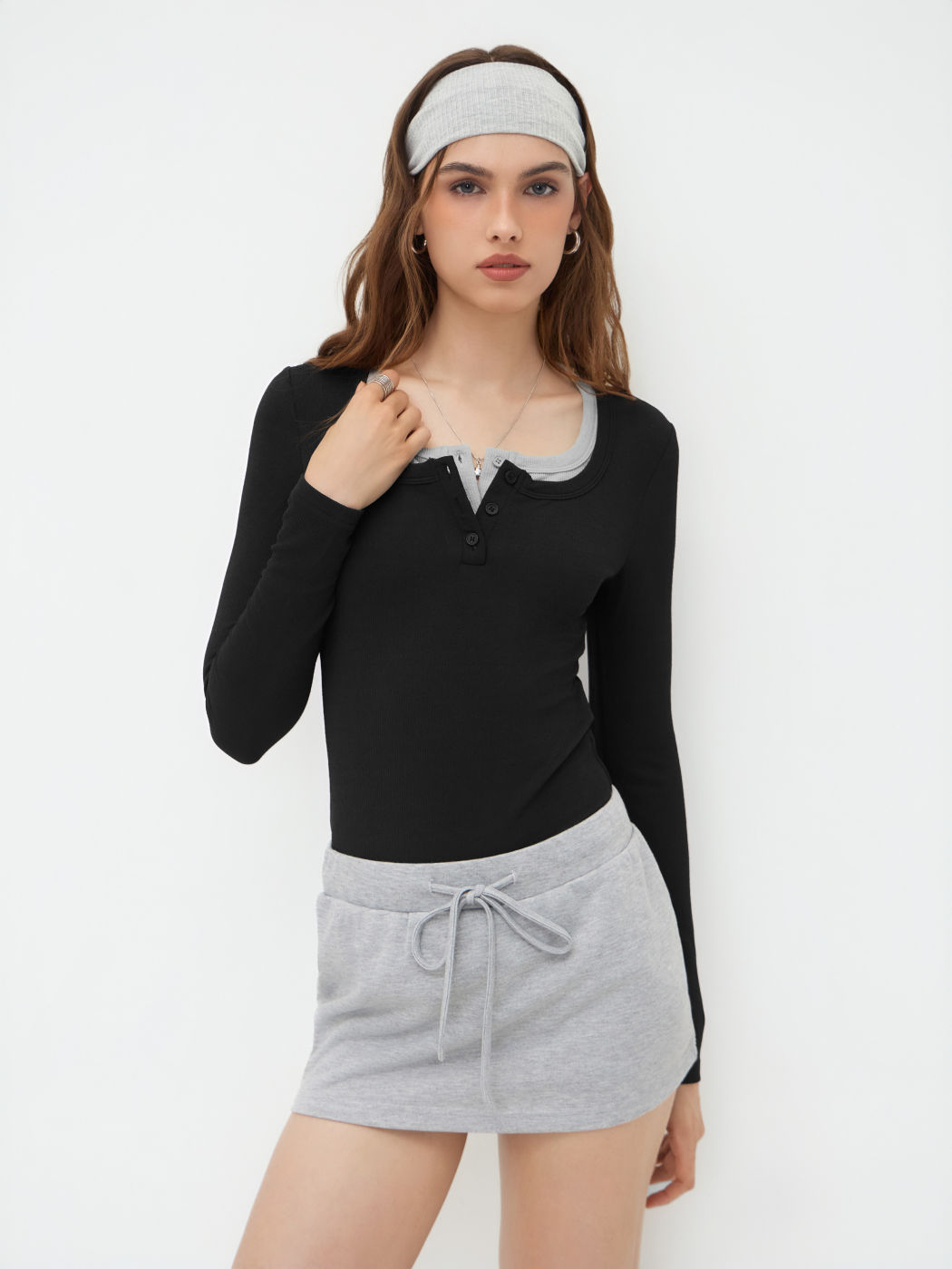 Square Neck Contrasting Binding Knitted Bodysuit