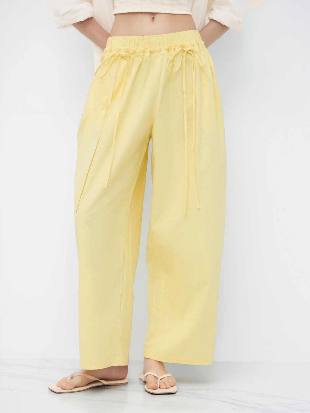 Cotton Mid Rise Knotted Tapered Trousers