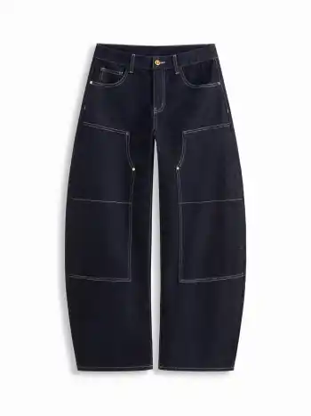 Cider Cider Denim Low Rise Stitch Barrel-leg Jeans