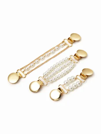 3er-Set Faux-Perlen-Strickjackenclip