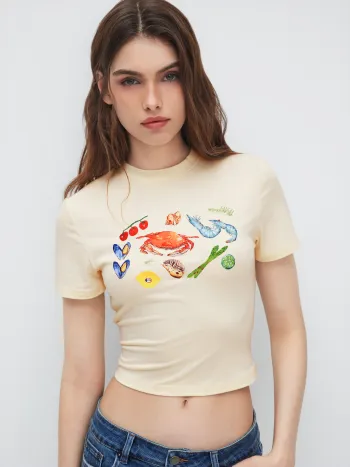 Seafood & Vegetable Grafik-T-Shirt