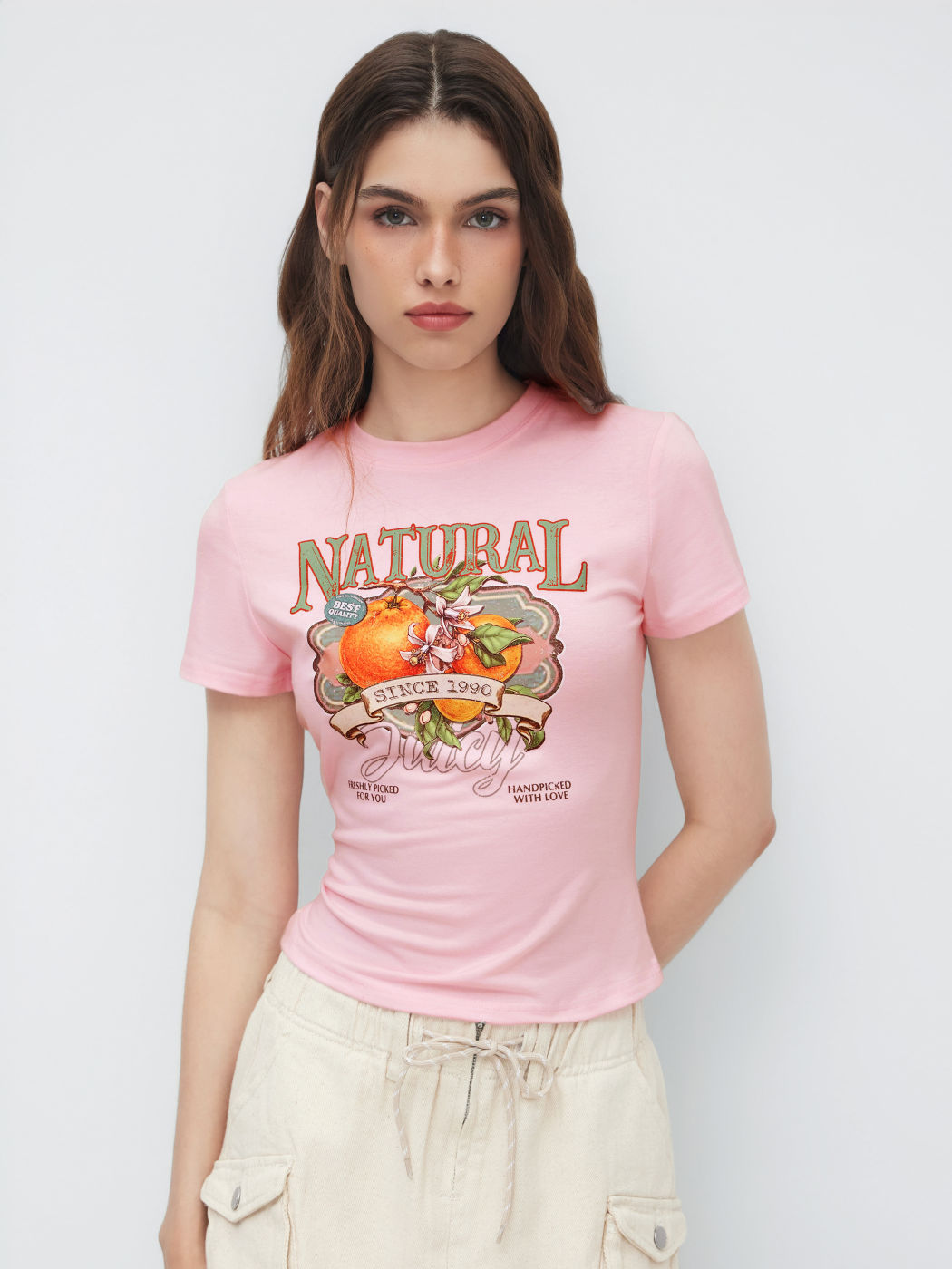Natural Orange Graphic Short Sleeve Tee