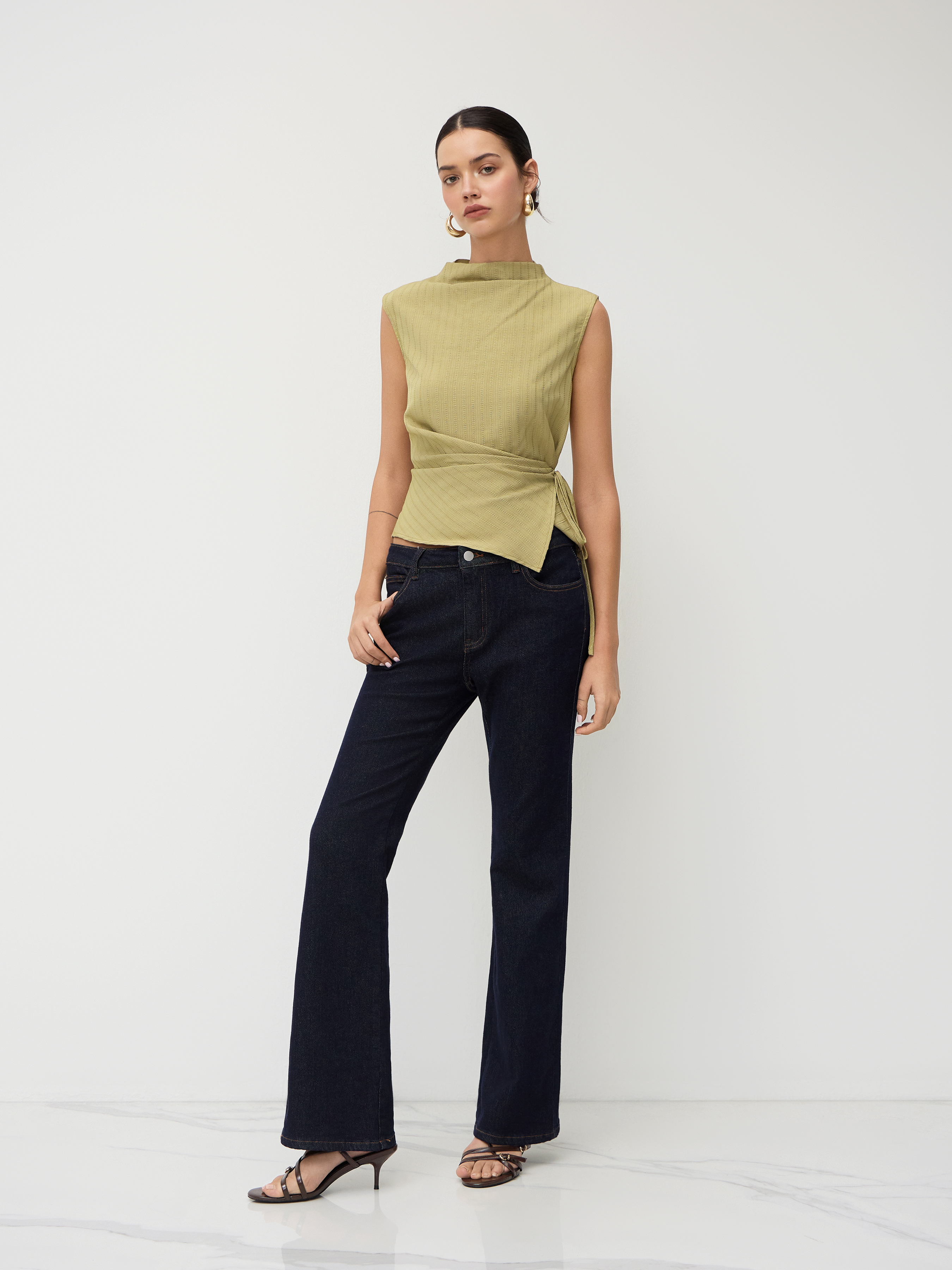 ANDRESD チャコール　トップスのみ M-VERA-LS Off-the-shoulder top in ribbed knit｜マルチカラー