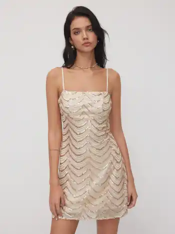 Sequineder abstrakter Wellen-Camisole-Minirock