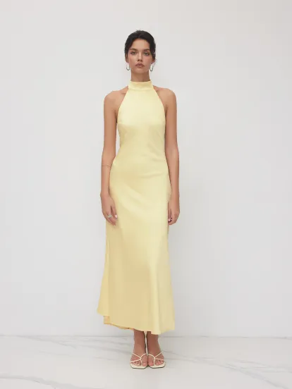 Mesh Square Neck Solid Drawstring Maxi Dress