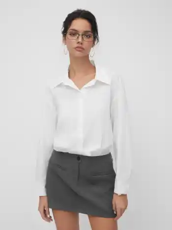 Baumwollmischung Polo-Hals Zweifarben-Shirt Minikleid