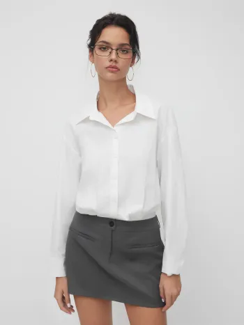Baumwollmischung Polo-Hals Zweifarben-Shirt Minikleid