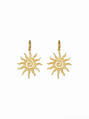 18K-Gold-plattierte Edelstahl-Sonnenanhänger Tropfenohrringe