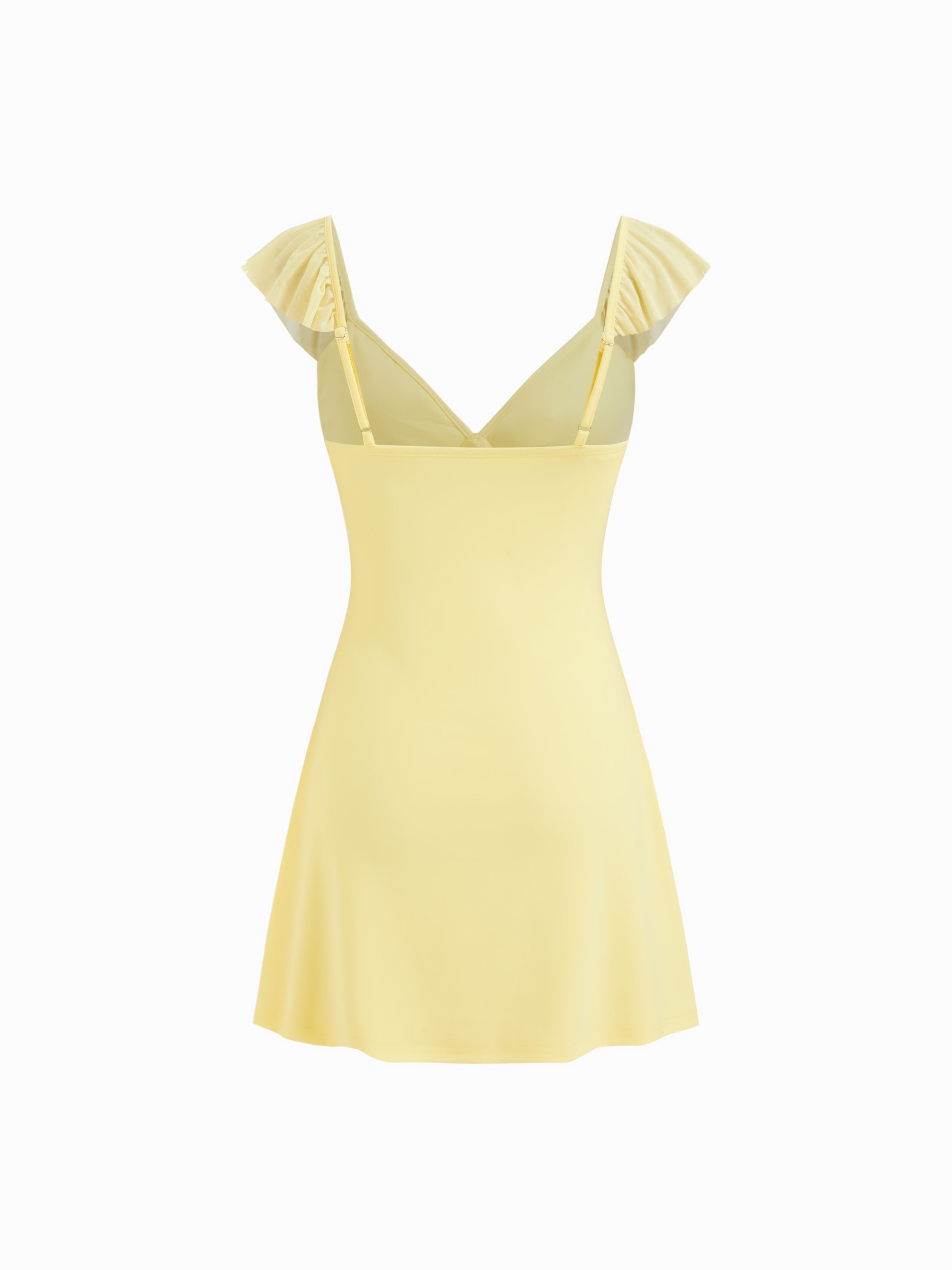 Sweetheart Neck Ruffle Trim Bowknot Mini Dress