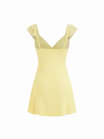 Mini-Kleid mit Herzausschnitt, Rüschen und Schleife