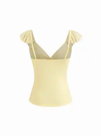 Bluse mit Herzausschnitt, Spitzenrand und Schleife
