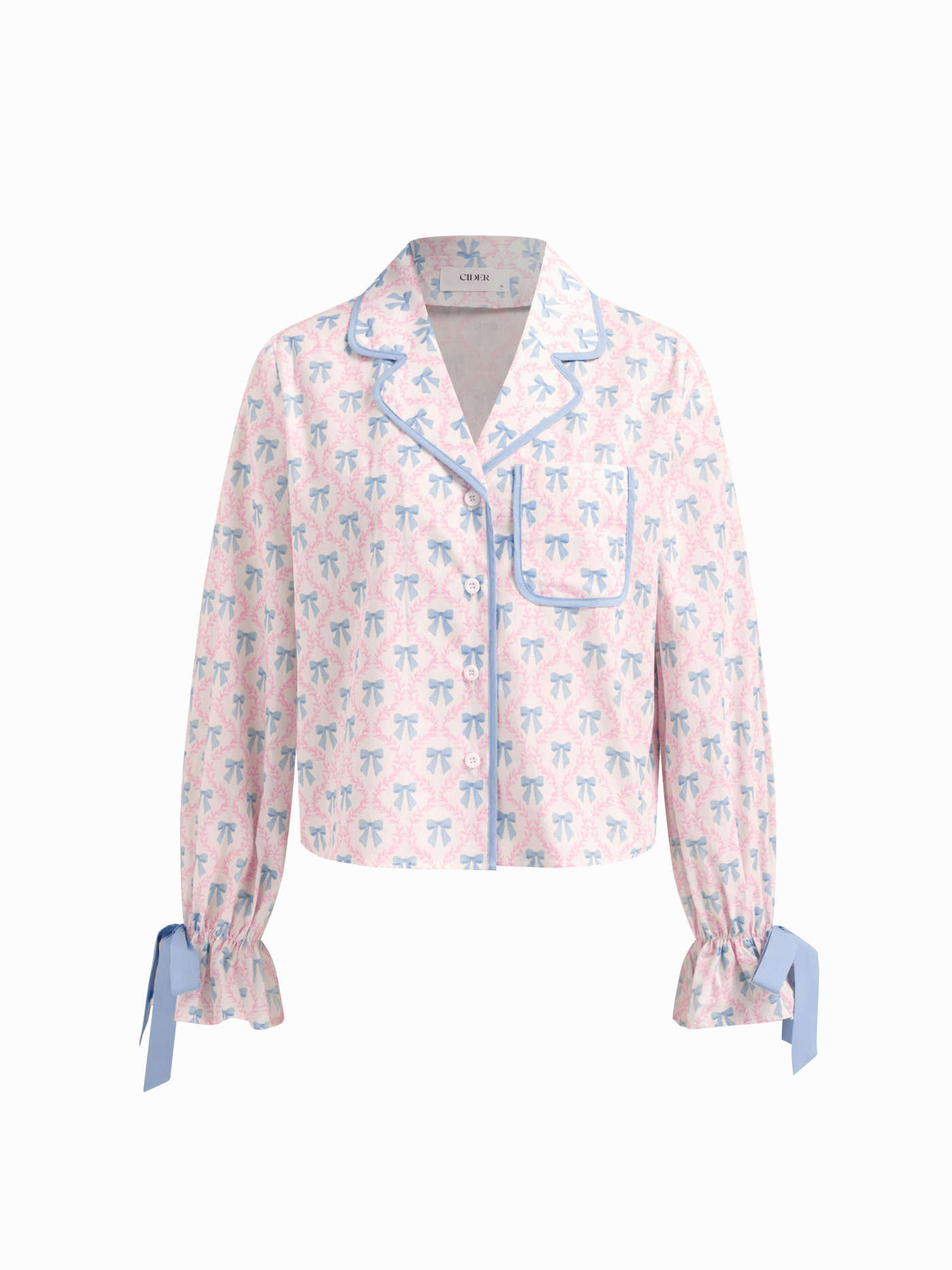 Cotton Bowknot Graphic Knotted Oversized Top & Mid Rise Straight Leg Trousers Loungewear Set