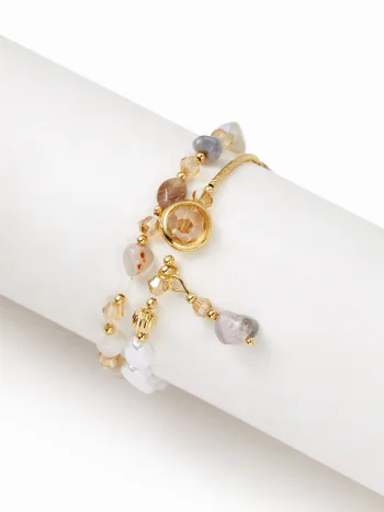 DOUBLE LAYER NATRUAL STONE BEADED BRACELET