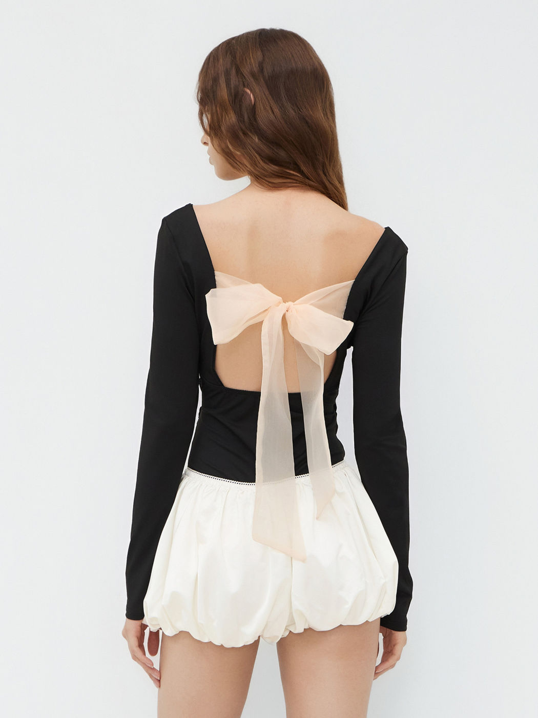 Quadratischer Ausschnitt Rüschen Bodysuit