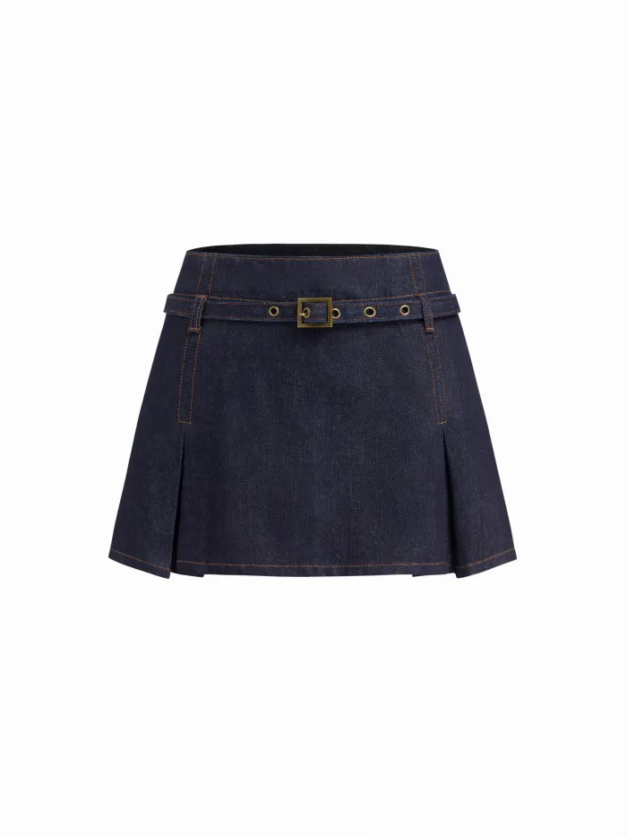 Denim Collar Cinched Waist Jacket