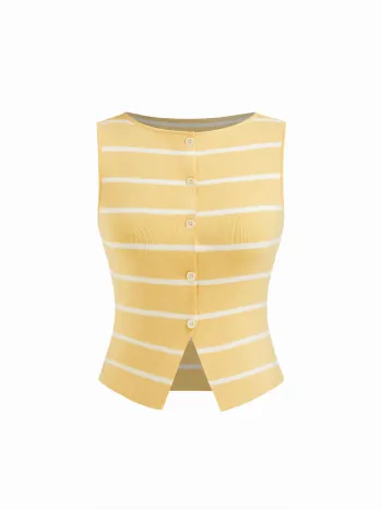 Gilet in maglia con scollo a barca e bottoni spaccati