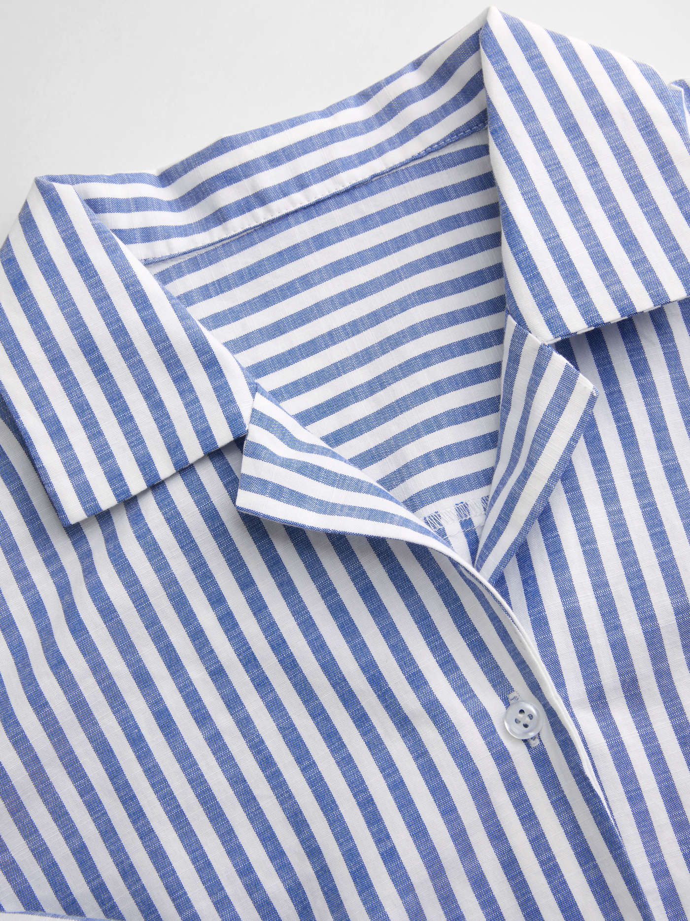 Cotton-blend Collar Stripe Knotted Shirt