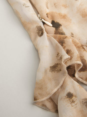 Halter Neckline Leopard Layered Asymmetrical Ruffle Hem Mini Dress