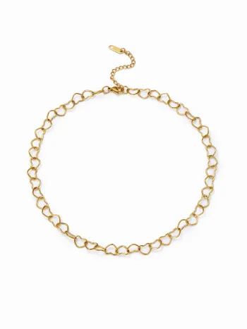 18K Goldplattierte Edelstahl-Kettenhalskette mit Herzmotiv