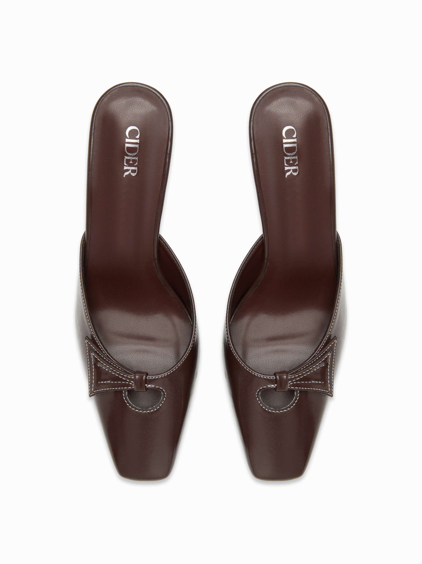 SQUARE TOE BOWKNOT MULE HEELS