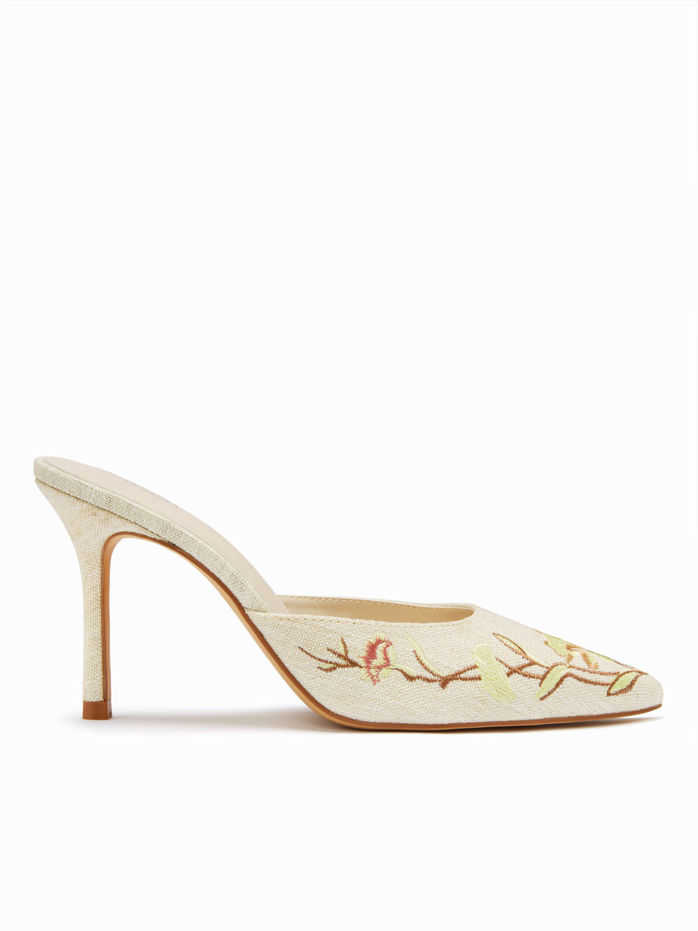 FLOWER EMBROIDERED POINTED TOE HEELS