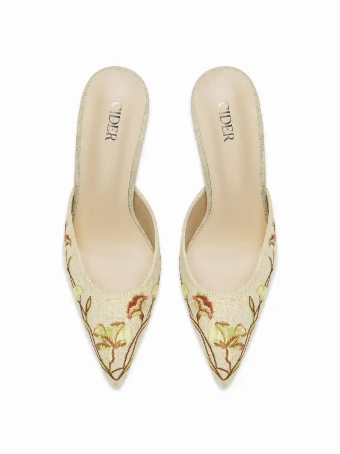 FAUX PEARL & FLOWER DECOR TWEED MARY JANE FLATS For Daily Casual Party/Clubbing