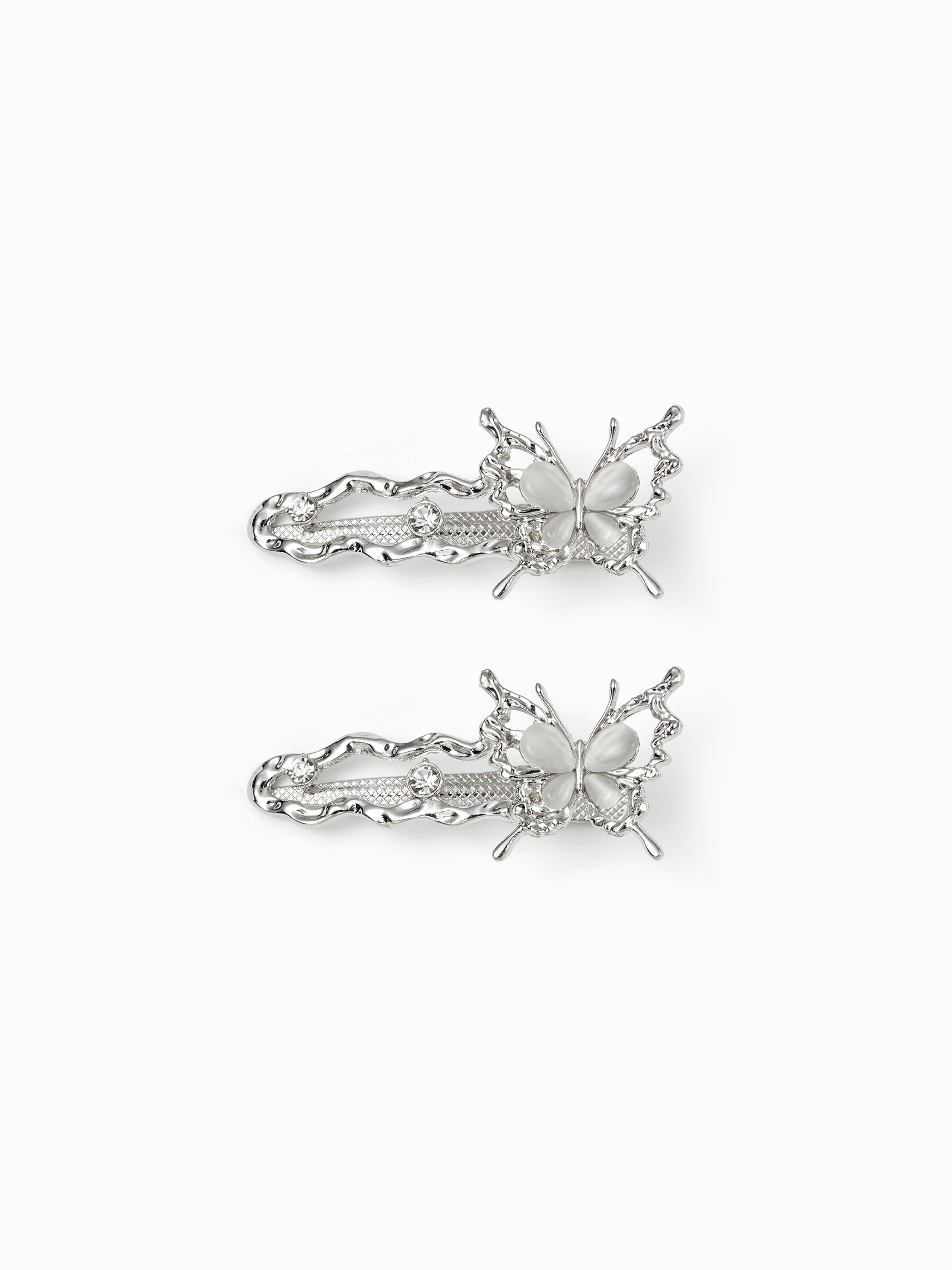 合金 2pcs蝶液体メタリックヘアクリップ For 音楽祭/ライブハウス