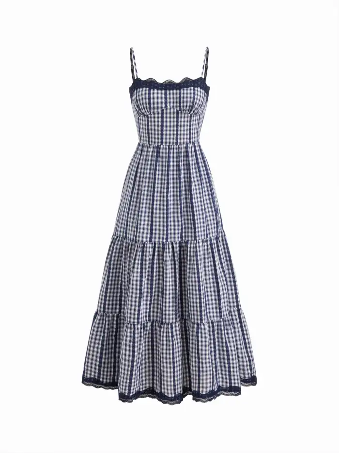 Woven Cotton-blend Halter Neckline Stripe Tie Front Shirred Top & Mid Rise Elastic Waist Ruffle Maxi Skirt Set For Vacation