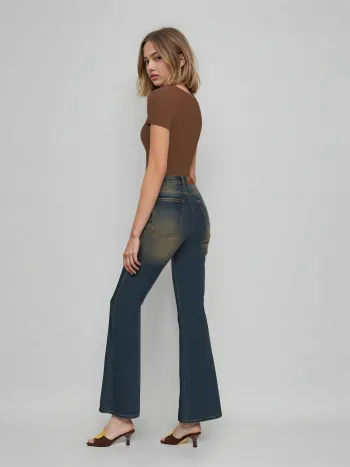 Einfarbiges Kurzarm-Bodysuit mit quadratischem Halsausschnitt