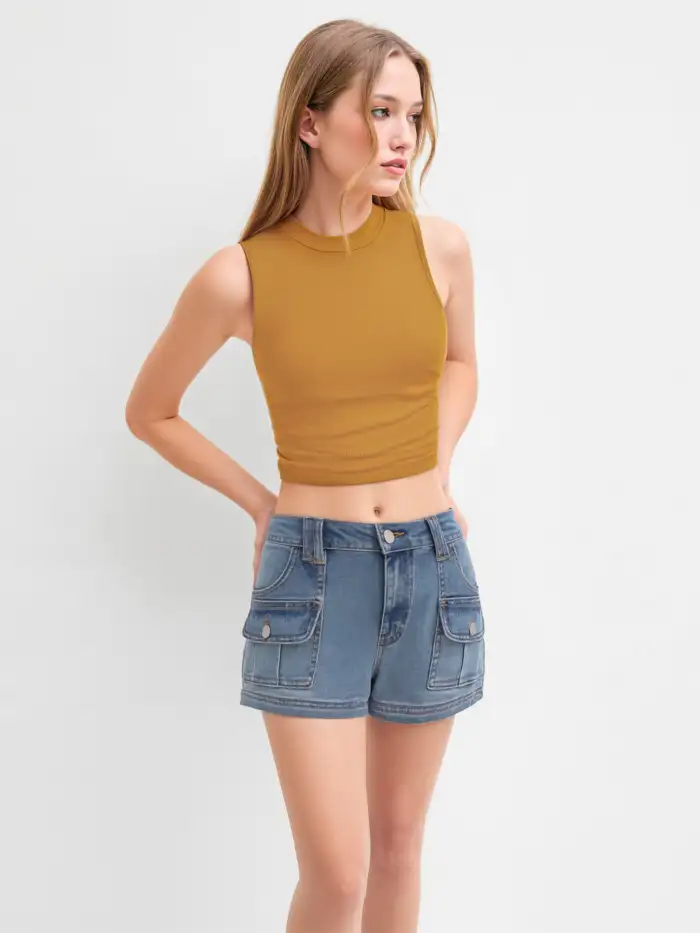 Lace Two Piece Lace High Neck Lettuce Trim See-through Crop Top & Cami Top For Daily Casual