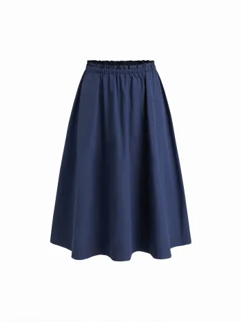 Midi-Skirt mit mittlerem Bund, elastischem Bund und Salatrand