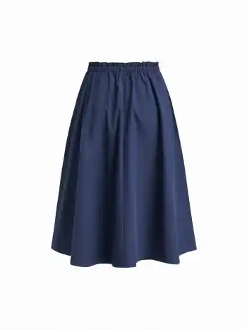 Midi-Skirt mit mittlerem Bund, elastischem Bund und Salatrand