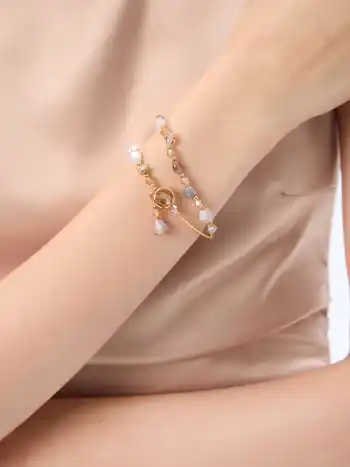 DOUBLE LAYER NATRUAL STONE BEADED BRACELET