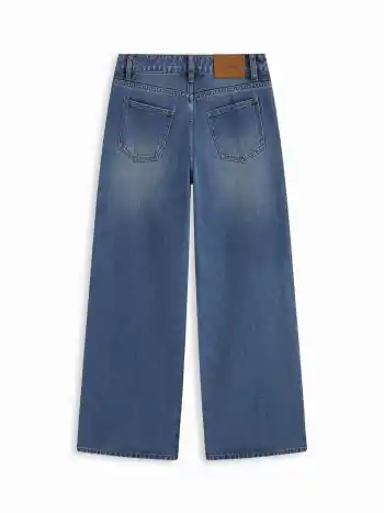 Mid-Rise Straight Jeans mit Stoffpfropfen aus Denim