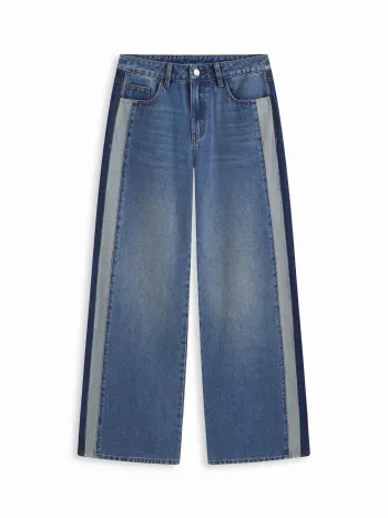 Mid-Rise Straight Jeans mit Stoffpfropfen aus Denim