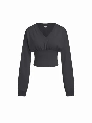 CDR Rüschiges V-Hals-Pullover