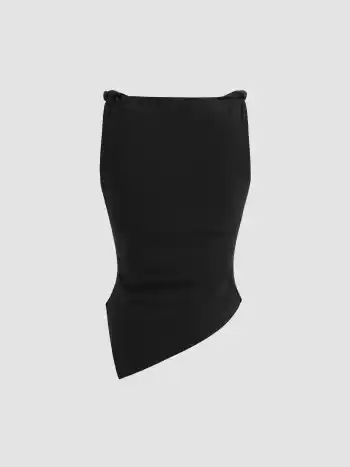 Jersey Boat Neck Asymmetrical Hem Ruched Tank Top