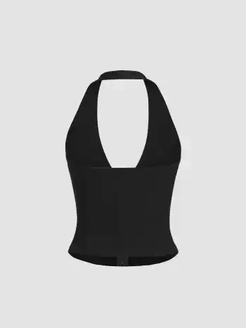 V-Ausschnitt Halter-Reißverschluss-Laces-Up Oberteil