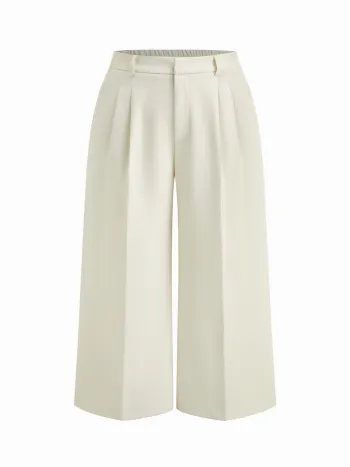 Mid Rise Pleated Wide Leg Trousers Curve & Plus