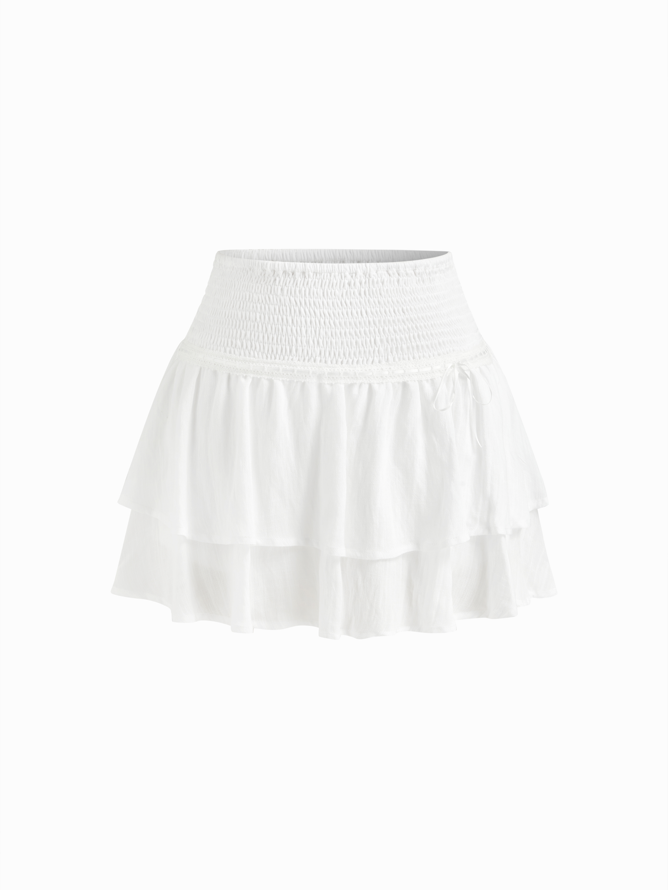 Mid Rise Shirred Layered Mini Skort