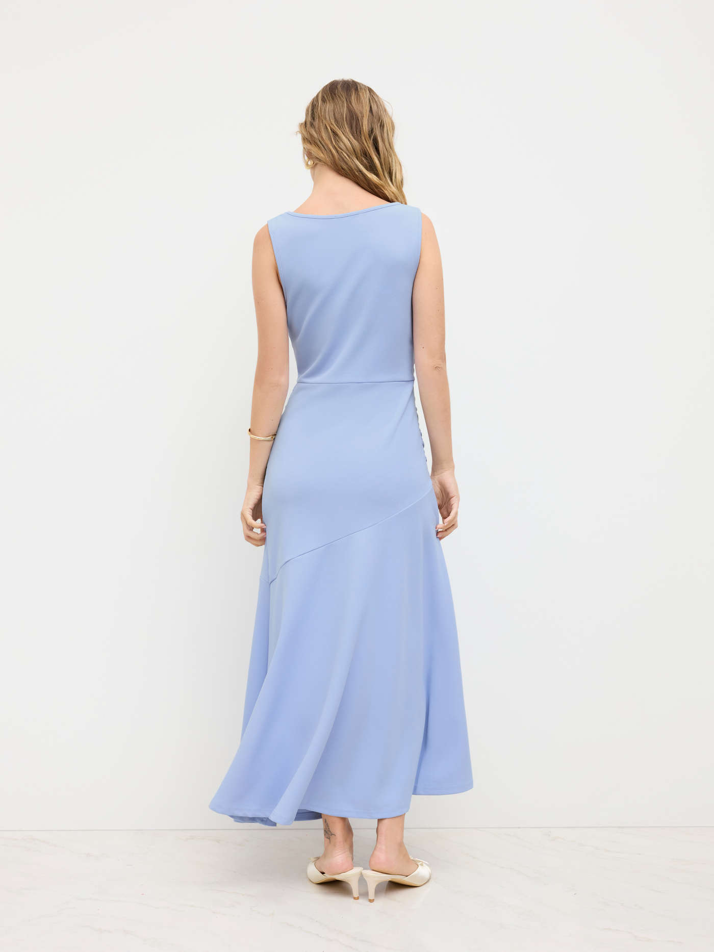 Formal Dresses Knit Fabric Boat Neck Solid Ruffle Ruched Maxi Dress For Date Wedding