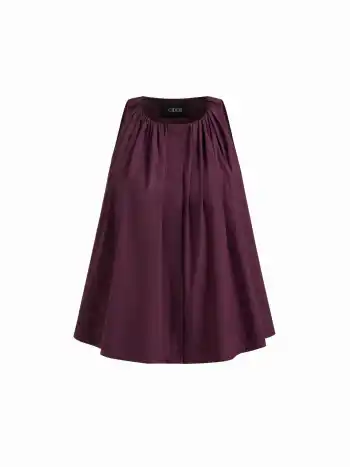 100% Baumwolle Rundhals-Bluse mit Rüschen