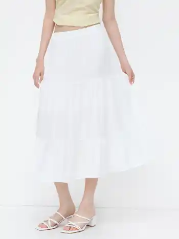 Kleine Maxi-Skirt mit elastischem Bund und gekräuseltem Hemd, Mittelhöhe