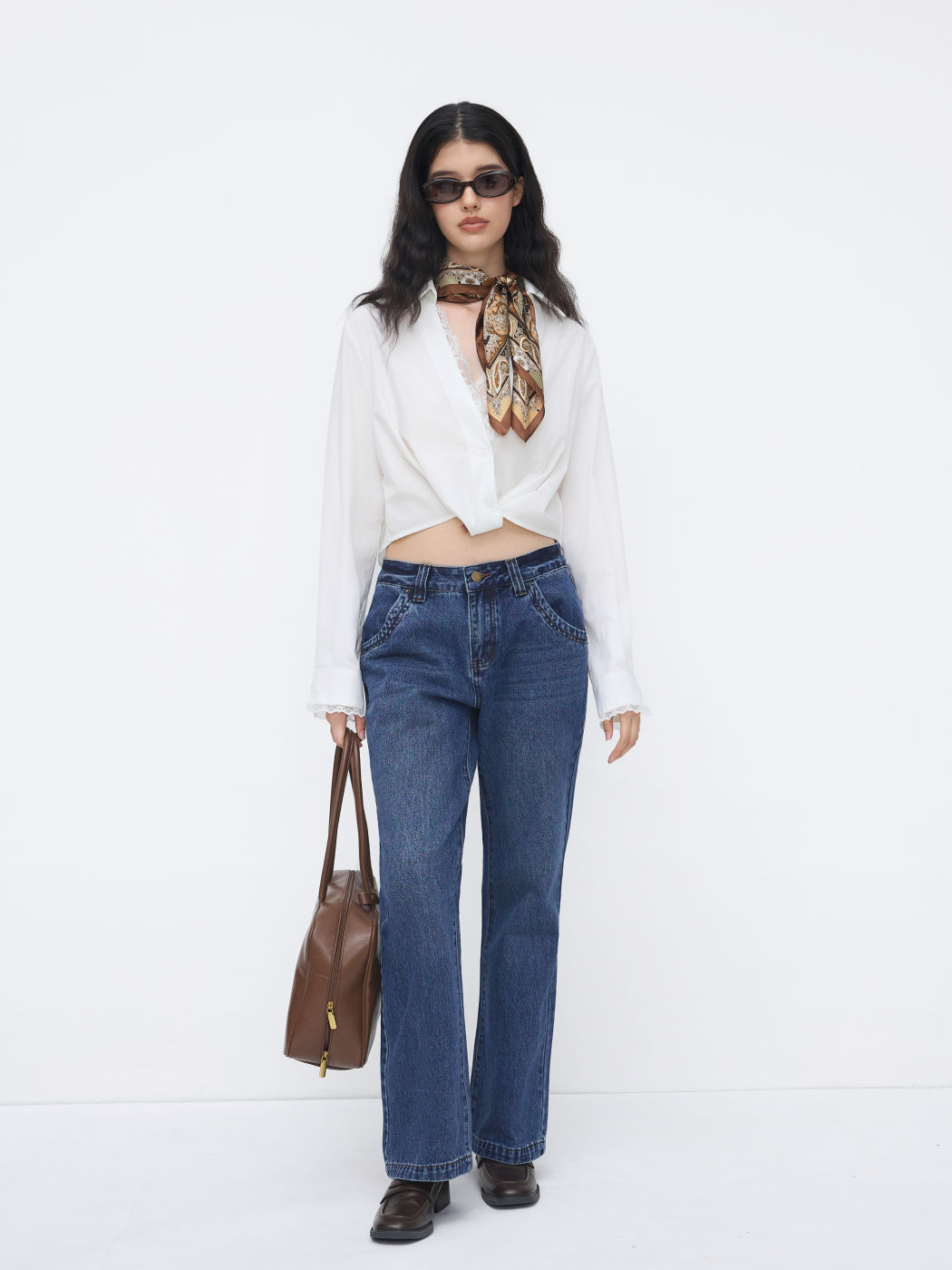 Petite Cider Denim Low Rise Flared Jeans