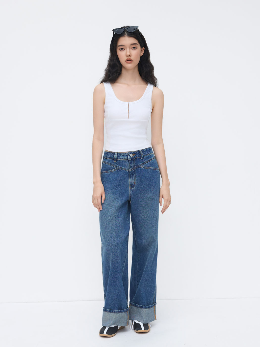Petite Cider Jeans mit mittlerem Bund, Rollsaum und geraden Beinen