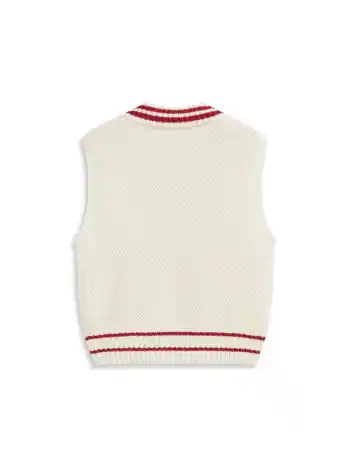 Strickweste mit Kragen und V-Ausschnitt und kontrastierender Bindung