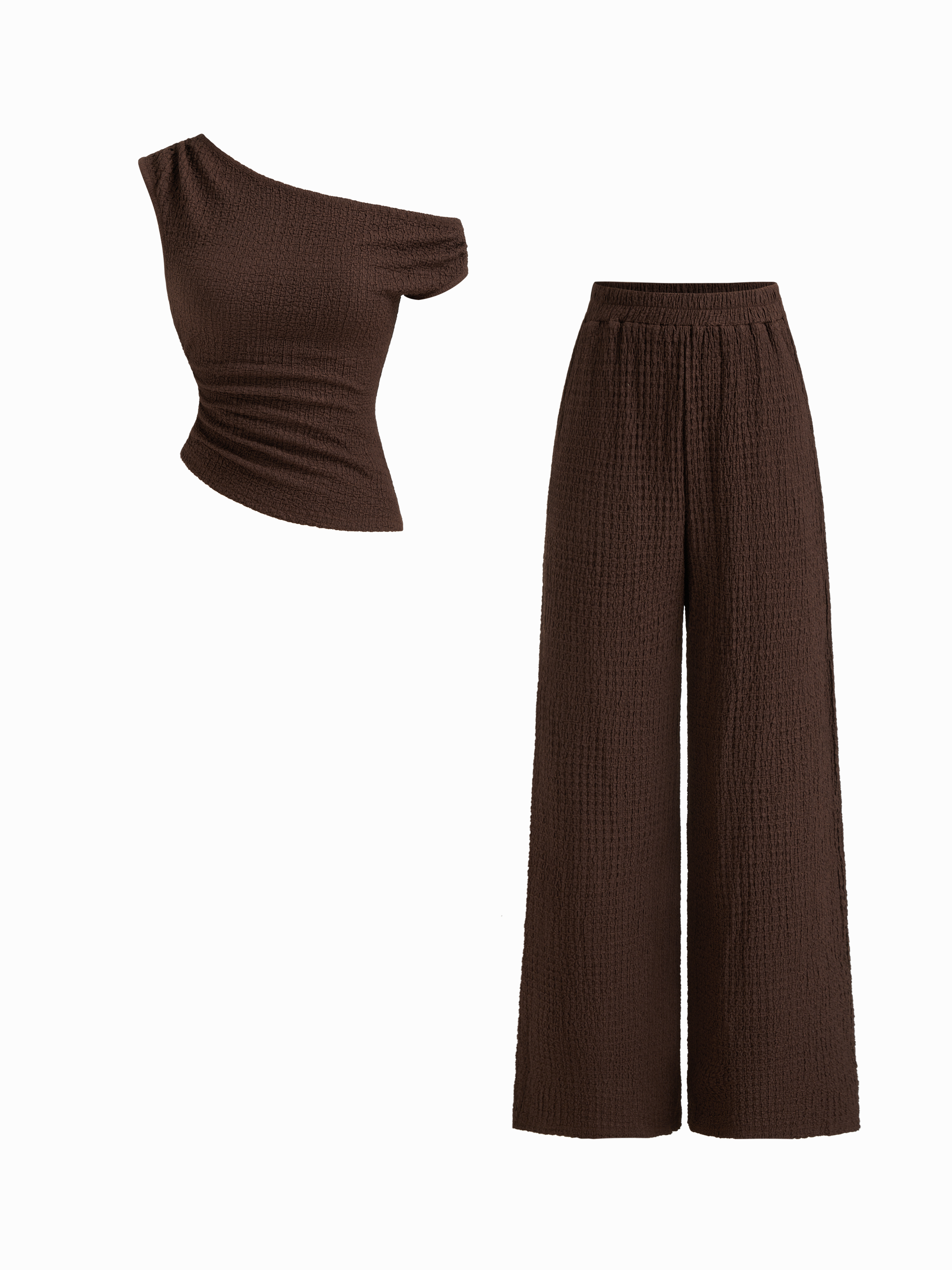 DIANTE★KNIT SET Two Piece Sets Knit Fabric V-neck Short Sleeve Crop Tee