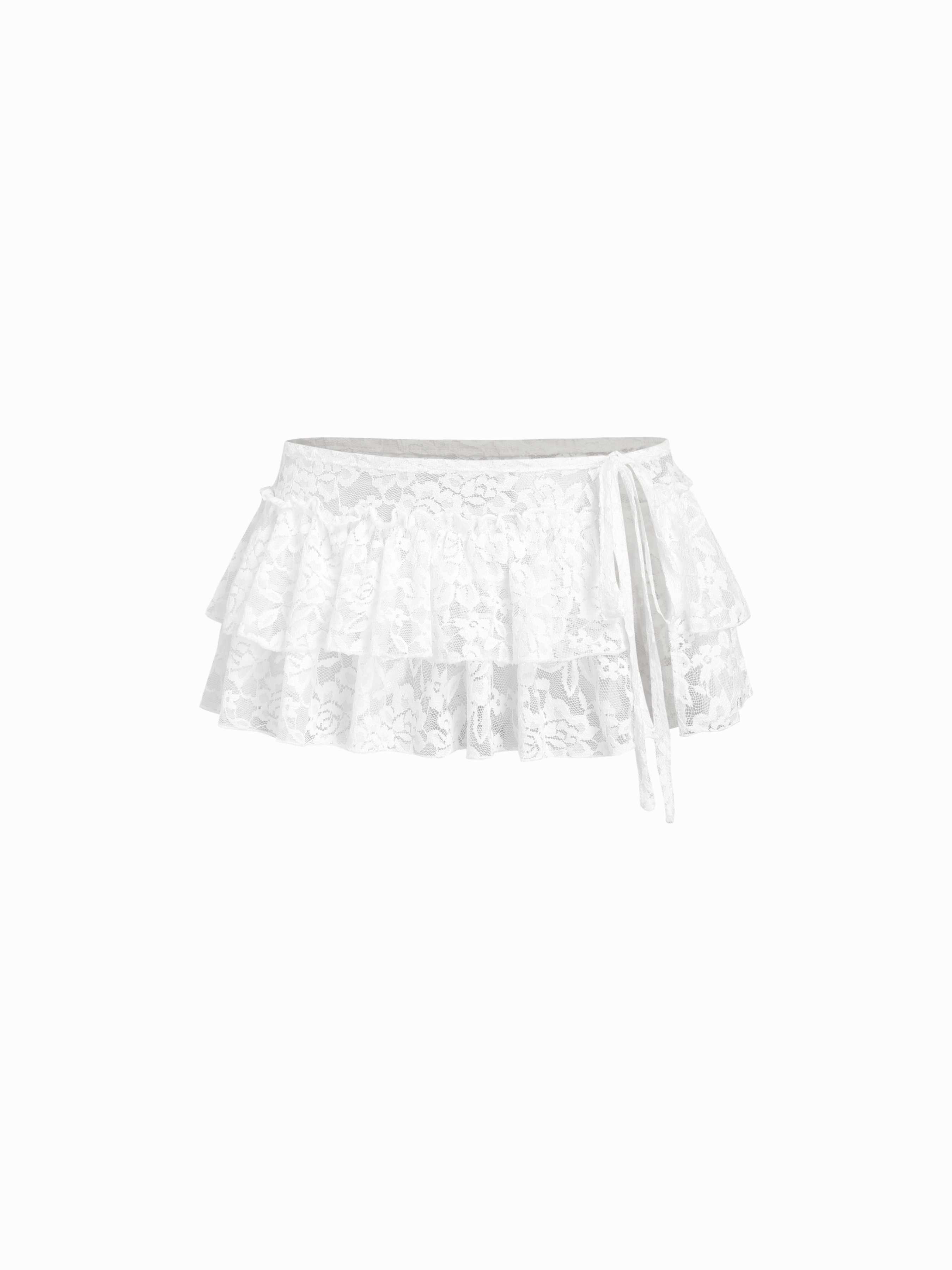 Lace layered mini skirt