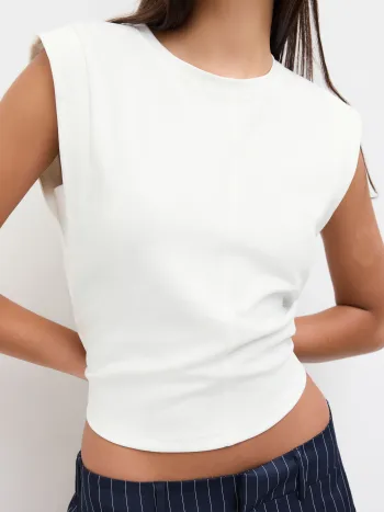Cotton-Mischung Rundhals Tank Top