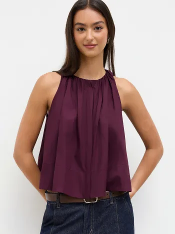 100% Baumwolle Rundhals-Bluse mit Rüschen